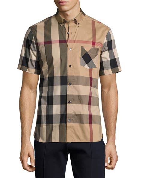 mens burberry check shirt short sleeve|burberry men's shirts 3x.